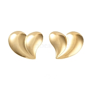 304 Stainless Steel Stud Earrings, Heart, Golden, 20.5x24mm(EJEW-P245-14G)