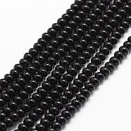 Natural Black Onyx Beads Strands, Grade A, Dyed & Heated, Rondelle, Faceted, 4x2mm, Hole: 1mm, about 180pcs/strand, 15.16 inch~15.35 inch(G-P161-19-4x2mm)
