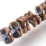 Electroplated Non-magnetic Synthetic Hematite Bead Strand, Wavy Disc, Copper Plated, 4x1.5mm, Hole: 0.8mm, about 394pcs/strand, 15.7 inch(40cm)(G-E498-01C)