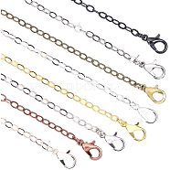 Brass Cable Chain Necklace Making, with Lobster Claw Clasps, Mixed Color, 32 inch(81.5cm), 5pcs/color, 40pcs/box(MAK-PH0004-14)