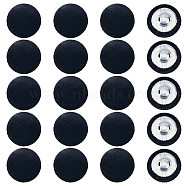 20Pcs Velvet with Aluminum Shank Buttons, 1-Hole, Mushroom Shape, Black, 20x13.5mm, Hole: 2mm(BUTT-FH0001-009A)