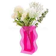 Wavy Acrylic Vases, Display Decoration, Flower Holder, Wave, Fuchsia, 39x118x190mm, Inner Diameter: 34x45.5mm(AJEW-WH0314-26)