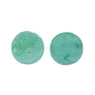 Electroplate Natural Druzy Crystal Cabochons, Flat Round, Dyed, Medium Aquamarine, 8x3~6mm(G-L047-8mm-15)