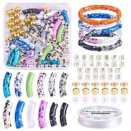 DIY Chunky Bracelet Making Kit, Including Acrylic Curved Tube & Letter Beads, Plastic Pearl & Brass Beads, Elastic Thread, Mixed Color, Beads: 232Pcs/set(DIY-SZ0008-82)