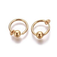 Electroplate Brass Retractable Clip-on Earrings, Non Piercing Spring Hoop Earrings, Cartilage Earring, with Removable Beads, Gold, 12.6x0.8~1.6mm, Clip Pad: 4.5mm(EJEW-L221-02N)