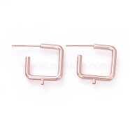 Brass Stud Earring Findings, with Loop, Ear Nuts and 925 Sterling Silver Pin, Rose Gold, 18~19x16x2mm, Hole: 1mm, Pin: 0.7mm(EJEW-L234-51RG)