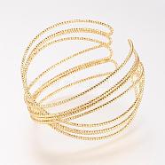 Brass Cuff Bangle, Real 18K Gold Plated, 1-3/4 inch(48mm)(BJEW-P168-D01)