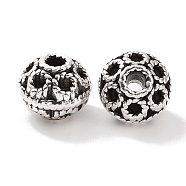 Tibetan Style Alloy Beads, Round, Antique Silver, 8.5x7mm, Hole: 1.6mm, about 769pcs/1000g(FIND-H038-11AS)