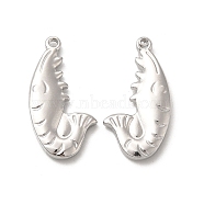 201 Stainless Steel Pendants, Shrimp Charm, Stainless Steel Color, 25x13x3mm, Hole: 1.5mm(STAS-J401-VF639-1)