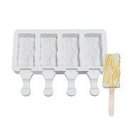 Food Grade DIY Rectangle Ice-cream Silicone Molds, Ice Pop Molds, for Making Ice Cream, 4 Cavities, White, 129x180x23mm, Inner Diameter: 69x33mm(DIY-D062-02B)