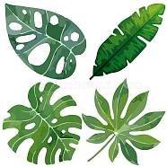 PVC Window Sticker, Flat Round Shape, for Window or Stairway  Home Decoration, Leaf, 160x0.3mm, 4 styles, 1pc/style, 4pcs/set(DIY-WH0235-050)