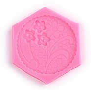 Flower Silicone Molds, Food Grade Fondant Molds, For DIY Cake Decoration, Chocolate, Candy, UV Resin & Epoxy Resin Craft Making, Deep Pink, 80x70x8mm(DIY-R078-25)