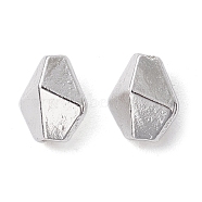 Alloy Beads, Long-Lasting Plated, Polygon Rhombus, Silver, 6.5x5.5x4.5mm, Hole: 1.2mm(FIND-B029-09S)