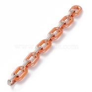 Handmade Opaque Acrylic Cable Chains, with CCB Plastic Quick Link Connectors, Dark Orange, 31.5x19.5x5.5mm, 24.5x15.5x6.5mm, 39.37 inces(1m)/strand(AJEW-JB00890-04)