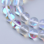 Synthetic Moonstone Beads Strands, Holographic Beads, Dyed, Round, Clear, 12mm, Hole: 1mm, about 30~32pcs/strand, 14~15 inch(G-R375-12mm-B13)