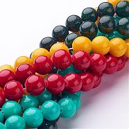 Natural Mashan Jade Round Beads Strands, Dyed, Mixed Color, 10mm, Hole: 1mm, about 41pcs/strand, 15.7 inch(G-D263-10mm-M)
