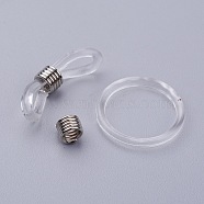 Silicone EyeGlass Holders, with Iron Findings, Clear, Platinum, 24x7mm(IFIN-N0004-03P)