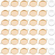 DIY Blank Dome Flat Round Link Connector Making Kit, Including Stainless Steel Link Settings, Glass Cabochons, Rose Gold, Connector Settings: 19x14x2mm, 60Pcs/box(DIY-UN0003-77B-RG)