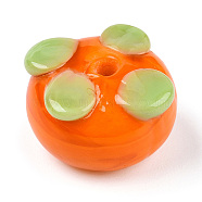 Handmade Lampwork Beads, Persimmon, Dark Orange, 15x10mm, Hole: 1.8mm(LAMP-N024-02)