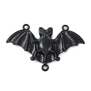 Halloween Alloy Bat Chandelier Component Links, Cadmium Free & Nickel Free & Lead Free, Black, 30x47x4mm, Hole: 2mm(PALLOY-F018-08EB)