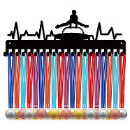 Iron Medal Holder Frame, Medals Display Hanger Rack, 20 Hooks, with Screws, Trampoline, Sports, 150x400mm, Hole: 5mm(ODIS-WH0028-064)