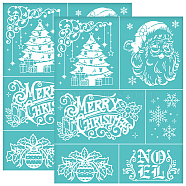 Self-Adhesive Silk Screen Printing Stencil, for Painting on Wood, DIY Decoration T-Shirt Fabric, Turquoise, Christmas Themed Pattern, 280x220mm(DIY-WH0338-148)