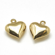 Brass Charms, Heart, Real 18K Gold Plated, 13x12x5mm, Hole: 1mm(KK-T032-055G)