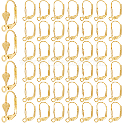 200Pcs Brass Leverback Earring Findings, Ear Wire with Loops, Golden, 18x10mm, Hole: 2mm(KK-SP0001-04G)