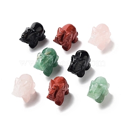 Natural Gemstone Carved Elephant Statues Ornament, Home Office Desk Feng Shui Decoration, 25~26x13~14x16~18mm(G-P525-09)