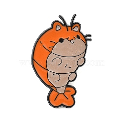 Lobster Enamel Brooches, Alloy Lapel Pin Backs for Backpack Clothes, Black, Orange, 29.5x18.5mm(JEWB-I061-01EB)