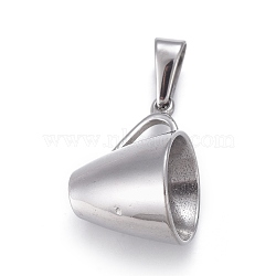 304 Stainless Steel Pendants, Cup, Stainless Steel Color, 27x17x16.5mm, Hole: 4.5x9.5mm(STAS-F252-28P)
