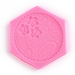 Flower Silicone Molds, Food Grade Fondant Molds, For DIY Cake Decoration, Chocolate, Candy, UV Resin & Epoxy Resin Craft Making, Deep Pink, 80x70x8mm(DIY-R078-25)