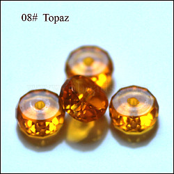 K9 Glass, Imitation Austrian Crystal Beads, Grade AAA, Faceted, Flat Round, Orange, 8x3.5mm, Hole: 0.9~1mm(SWAR-F078-4x8mm-08)