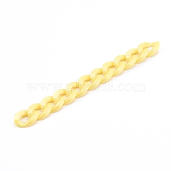 Handmade Opaque Acrylic Curb Chains, Twisted Link Chain, Yellow, 23x16.5x4mm, about 39.37 inch(1m)/strand(AJEW-JB00925-04)