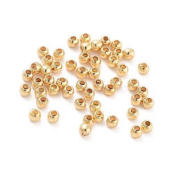 Rack Plating Brass Beads, Cadmium Free & Lead Free, Round, Real 18K Gold Plated, 2x2.3mm, Hole: 0.8mm(X-KK-WH0034-02J-G02)