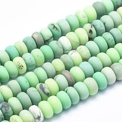 Natural Green Grass Agate Beads Strands, Frosted, Rondelle, 8x4~5mm, Hole: 1mm, about 82pcs/strand, 15.7 inch(G-K256-08A)