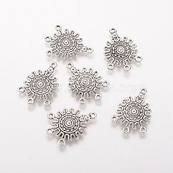 Tibetan Style Alloy Chandelier Components Links, Sun, Antique Silver, 26x18.5x3mm, Hole: 1~1.5mm(PALLOY-F178-06AS)