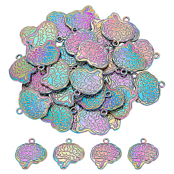 Alloy Pendants, Brain Shape, Rainbow Color, 22.5x21.5x2mm, Hole: 2mm, 40pcs/box(FIND-DC0001-56)