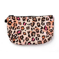 Polyester Tarp Zip Cosmetic Pouches, Rectangle Leopard Print Pattern, Dark Salmon, 14x21.6x2.1cm(ABAG-G010-02B)