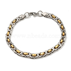 Two Tone 304 Stainless Steel Byzantine Chain Bracelet, Golden & Stainless Steel Color, 8-7/8 inch(22.6cm), Wide: 6mm(BJEW-B078-47A)