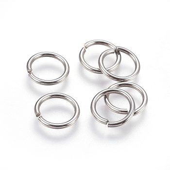 Tarnish Resistant 304 Stainless Steel Open Jump Rings, Stainless Steel Color, 15 Gauge, 12x1.5mm, Inner Diameter: 9mm, 600pcs/bag