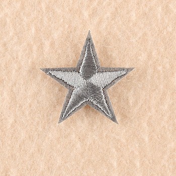 Computerized Embroidery Cloth Iron on/Sew on Patches, Costume Accessories, Appliques, Star, Dark Gray, 3x3cm