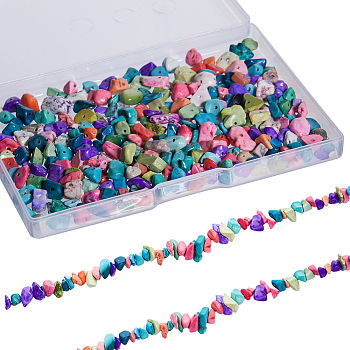 2 Strands Synthetic Turquoise Beads Strands, Colorful Chip, 5~8mm, Hole: 1mm, about 33 inch(84cm)