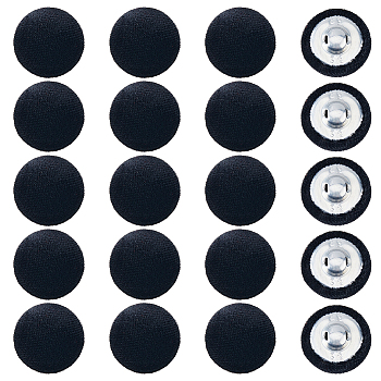 20Pcs Velvet with Aluminum Shank Buttons, 1-Hole, Mushroom Shape, Black, 20x13.5mm, Hole: 2mm