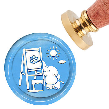 Brass Wax Seal Stamp with Handle, for DIY Scrapbooking, Elephant Pattern, 3.5x1.18 inch(8.9x3cm)