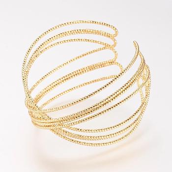 Brass Cuff Bangle, Real 18K Gold Plated, 1-3/4 inch(48mm)
