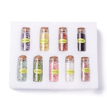 Transparent Glass Wishing Bottle Set Decoration, with Mixed Stone Chips inside, 55x21.5mm