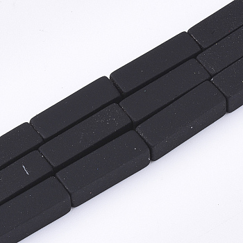 Spray Painted Non-magnetic Synthetic Hematite Beads Strands, Cuboid, Black, 13x4x4mm, Hole: 0.5mm, about 30pcs/strand, 15.7 inch