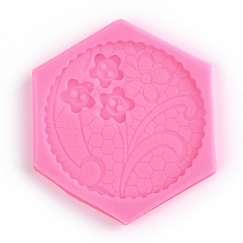 Flower Silicone Molds, Food Grade Fondant Molds, For DIY Cake Decoration, Chocolate, Candy, UV Resin & Epoxy Resin Craft Making, Deep Pink, 80x70x8mm