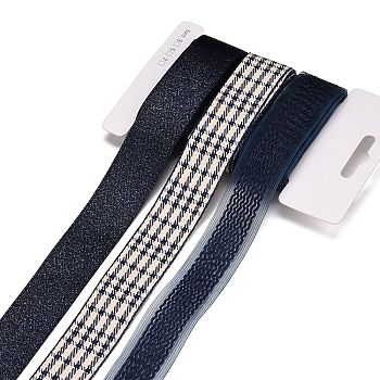 9 Yards 3 Styles Polyester Ribbon, for DIY Handmade Craft, Hair Bowknots and Gift Decoration, Dark Blue Color Palette, Midnight Blue, 1~1-1/8 inch(25~28mm), about 3 yards/style